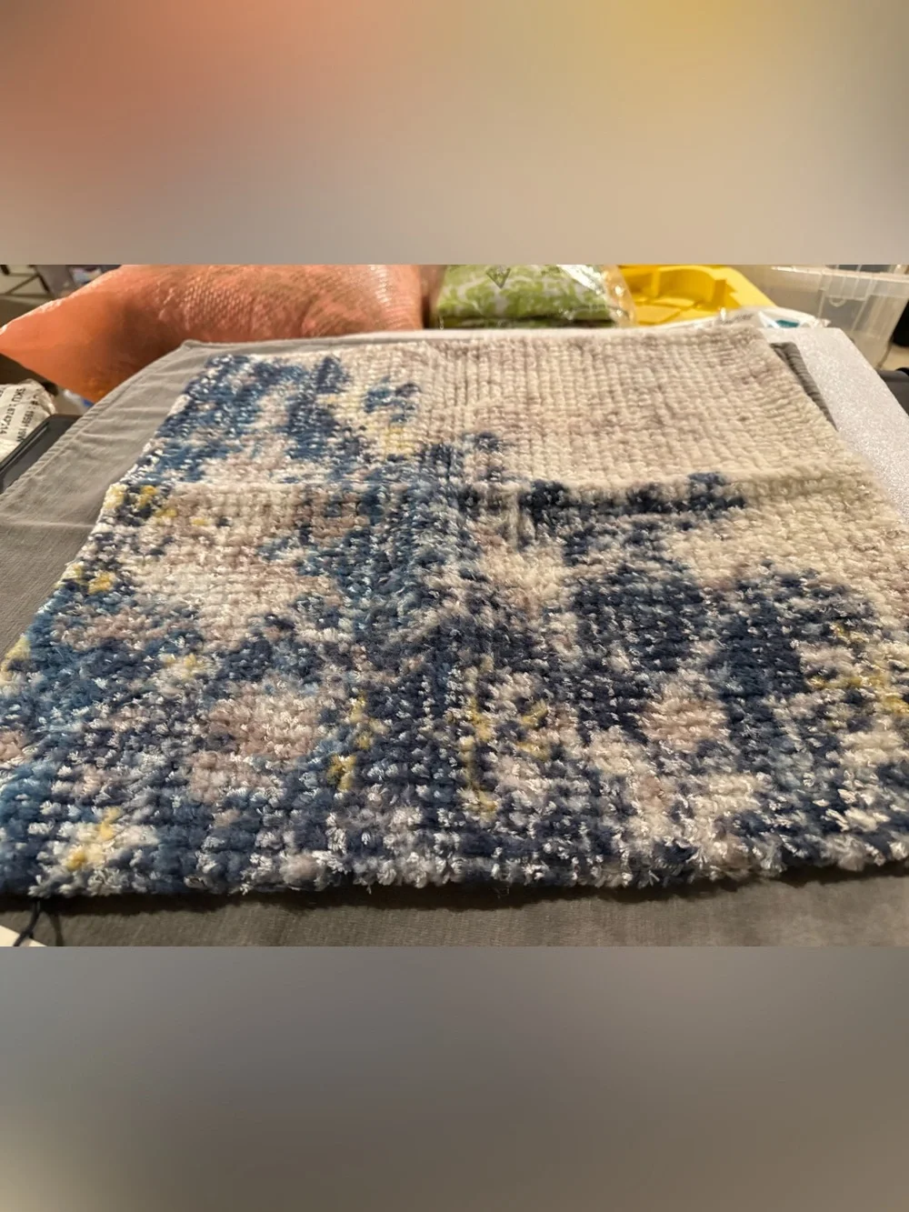New West Elm Wool Faded Rug Pillow Cover, Blue Multi, 20”